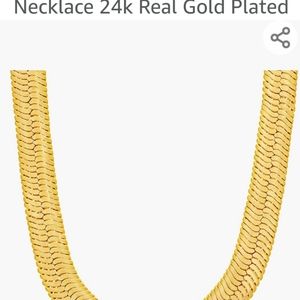 Flexible Herringbone Chain Necklace 24k Real Gold Plated